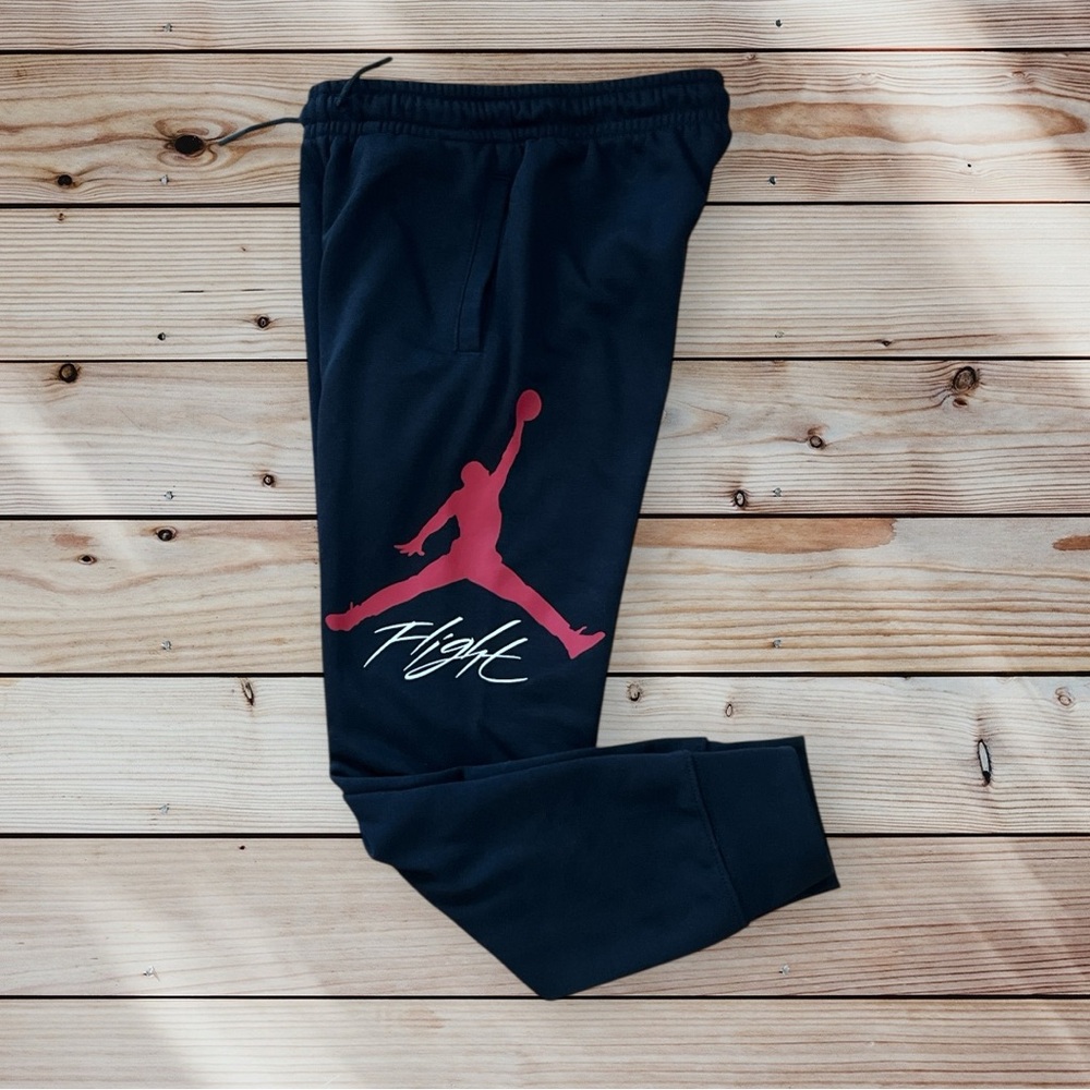 NWOT Jordan Flight Joggers Black Red Logo Kids Small Basketball Pants